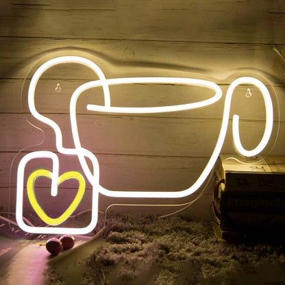 Hanging Heart Coffee Cup Led Neon Sign | Shineneon