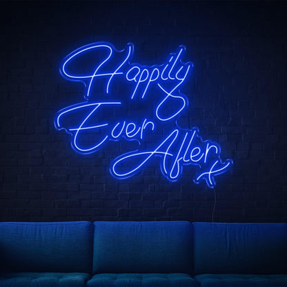 Happily Ever After Blue Script Led Neon Sign For Wedding Home Decor | Shineneon