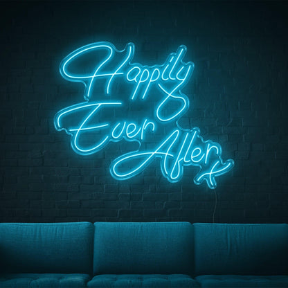 Happily Ever After Blue Script Led Neon Sign For Wedding Home Decor | Shineneon