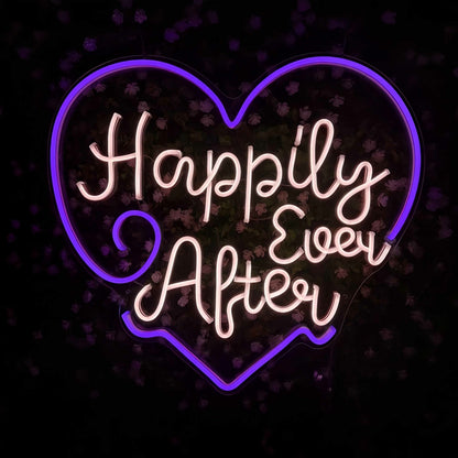 Happily Ever After Heart Wedding Decor Neon Sign | Shineneon