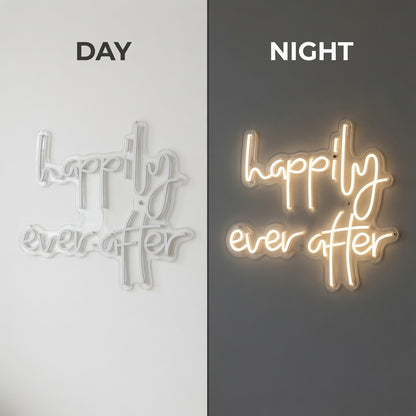 Happily Ever After LED Neon Sign Wall Decor - 06 Day Night Comparison