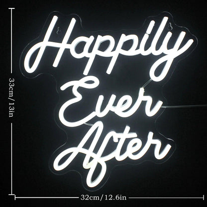 Happily Ever After White Script Led Neon Sign Wedding Anniversary Home Decor - Shineneon