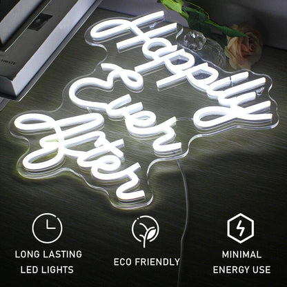 Happily Ever After White Script Led Neon Sign Wedding Anniversary Home Decor - Shineneon