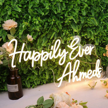 Happily Ever Ahmeds Yellow Led Neon Sign - Shineneon