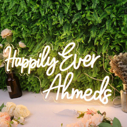 Happily Ever Ahmeds Yellow Led Neon Sign - Shineneon