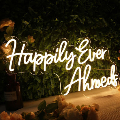 Happily Ever Ahmeds Yellow Led Neon Sign - Shineneon