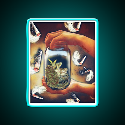 Happiness In A Jar Hemp Inspired Green Leaf Led Neon Sign Rgb Color - Size and dimension reference