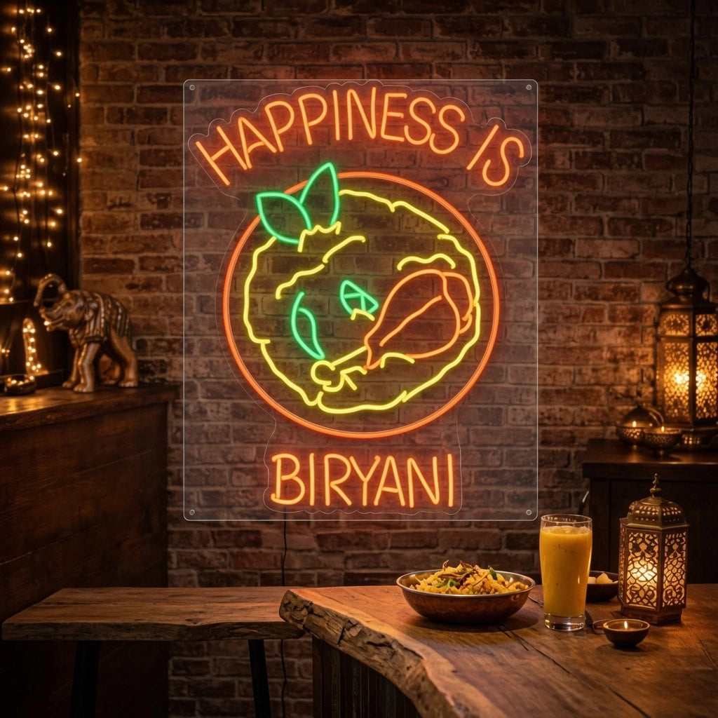 Happiness Is Biyani Wall Decor LED Neon Sign - 02 High-Converting Product Image