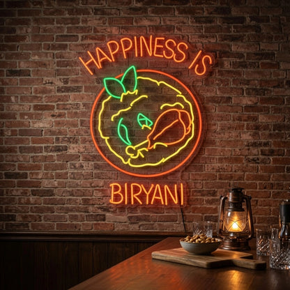 Happiness Is Biyani Wall Decor LED Neon Sign - 03 Real Lifestyle Scene