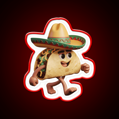 Happy 3D Taco In Festive Sombrero Taco Led Neon Sign Rgb Color - Shineneon