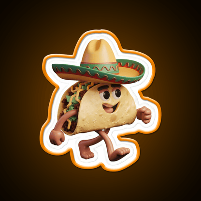 Happy 3D Taco In Festive Sombrero Taco Led Neon Sign Rgb Color - Shineneon