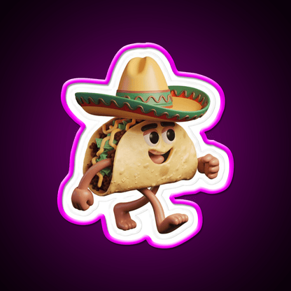 Happy 3D Taco In Festive Sombrero Taco Led Neon Sign Rgb Color - Shineneon