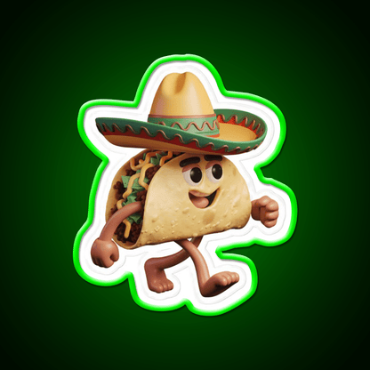 Happy 3D Taco In Festive Sombrero Taco Led Neon Sign Rgb Color - Shineneon