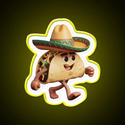 Happy 3D Taco In Festive Sombrero Taco Led Neon Sign Rgb Color - Shineneon