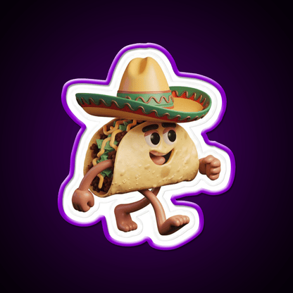 Happy 3D Taco In Festive Sombrero Taco Led Neon Sign Rgb Color - Shineneon