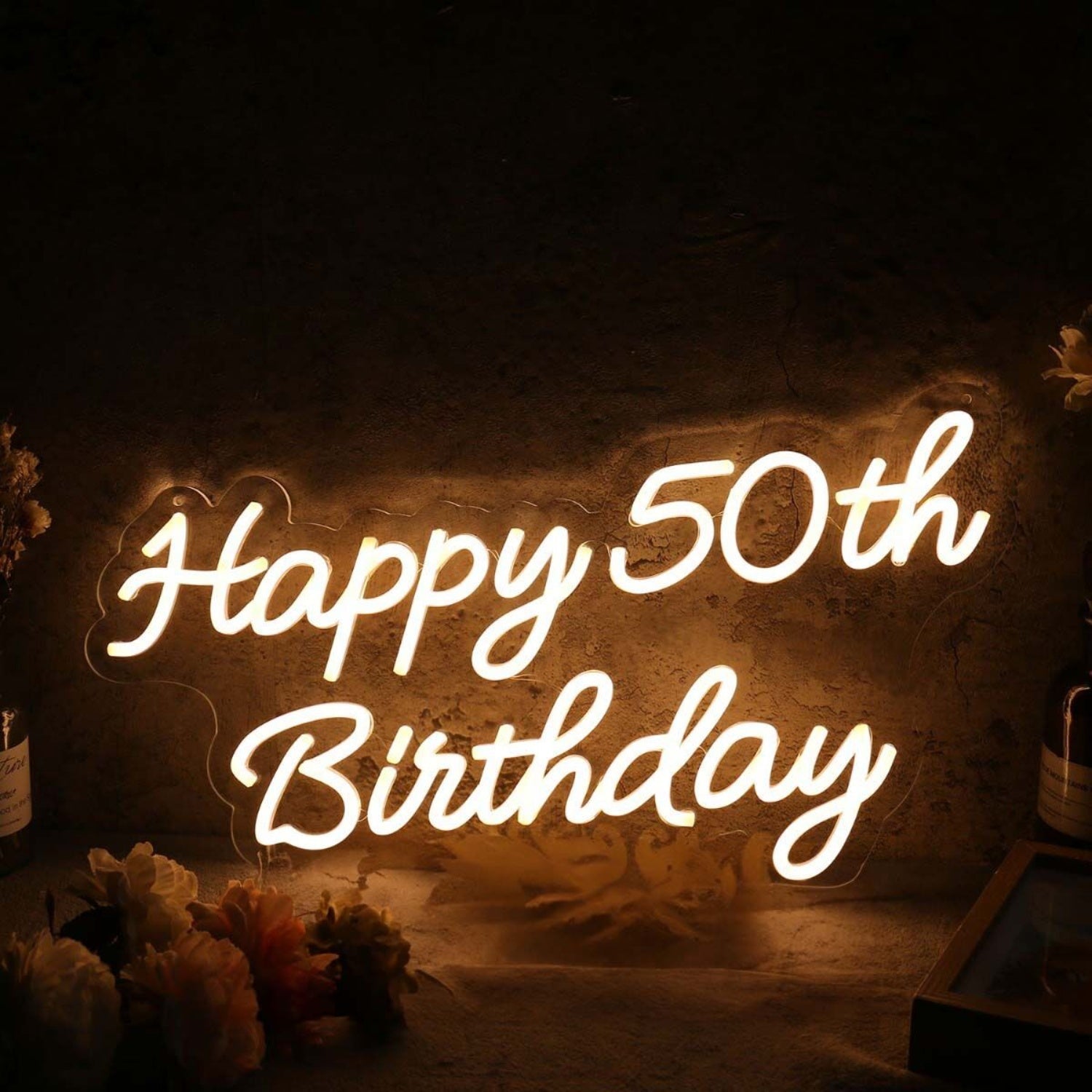 Happy 50th Birthday Yellow Led Neon Sign - Shineneon
