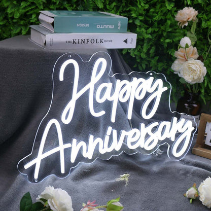 Happy Anniversary White Led Neon Sign - Shineneon