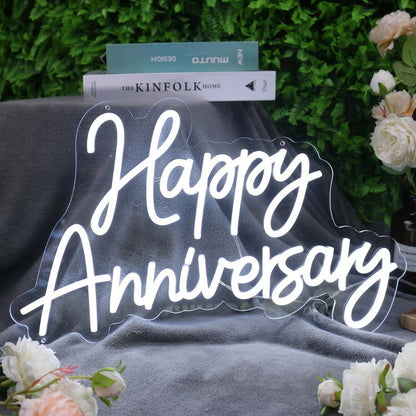 Happy Anniversary White Led Neon Sign - Shineneon