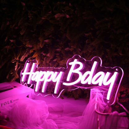 Happy Bday Purple Neon Sign | Shineneon