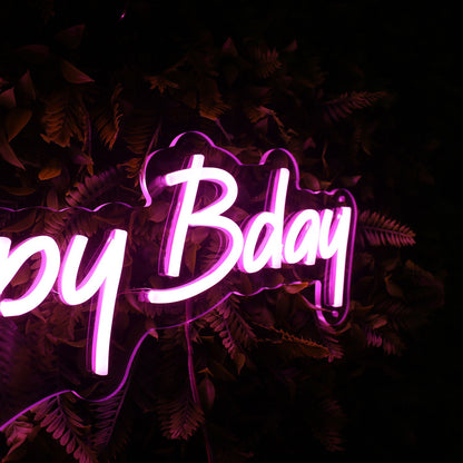Happy Bday Purple Neon Sign | Shineneon