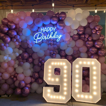 Happy Birthday 90 Blue White Led Neon Sign For Balloon Wall Party | Shineneon