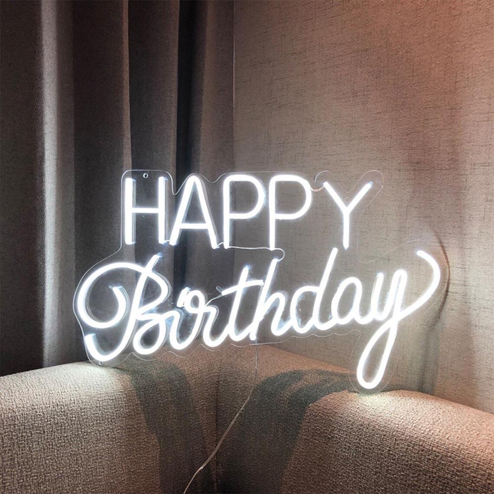 Happy Birthday 90 Blue White Led Neon Sign For Balloon Wall Party | Shineneon