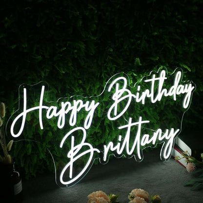 Happy Birthday Brittany White Neon Sign | Shineneon