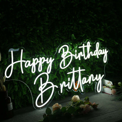 Happy Birthday Brittany White Neon Sign | Shineneon