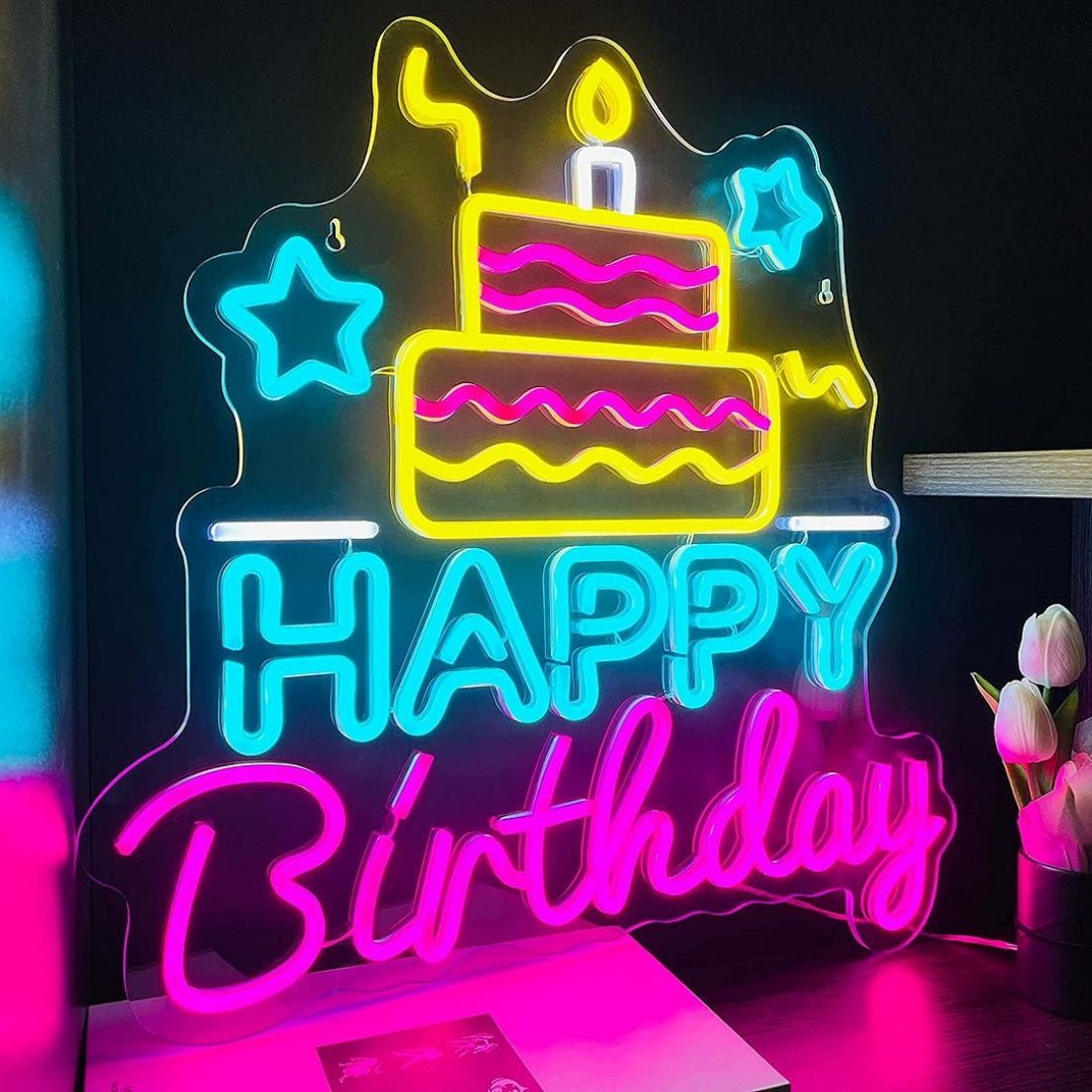 Happy Birthday Cake Led Sign Business Neon Sign - Shineneon