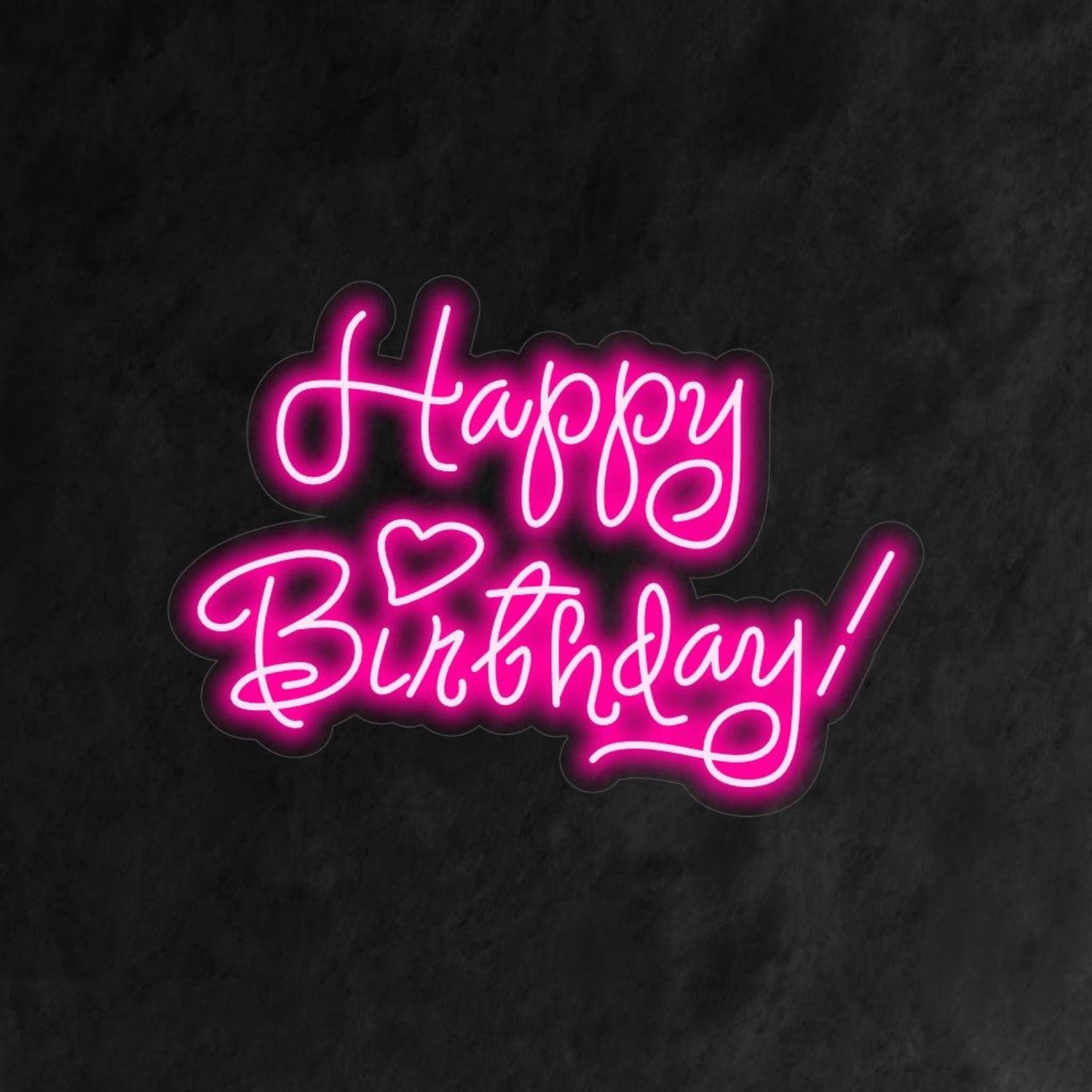 Happy Birthday Heart Bright Pink Led Neon Sign For Party Room Decor | Shineneon