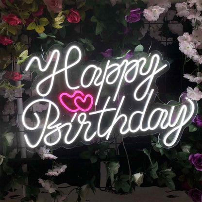 Happy Birthday Heart Led Neon Sign Indoor Party Decor | Shineneon