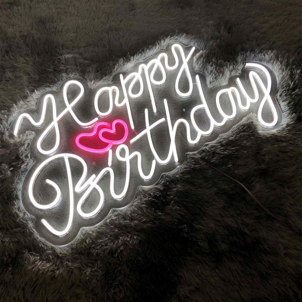 Happy Birthday Heart Led Neon Sign Indoor Party Decor | Shineneon