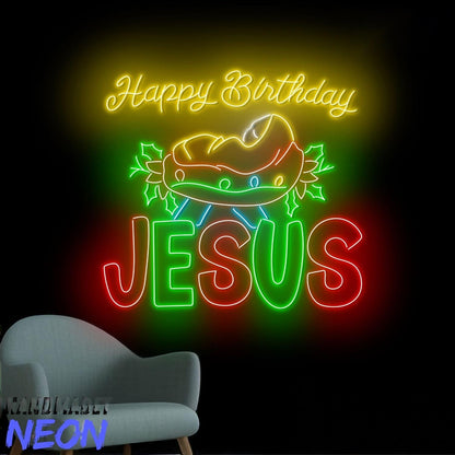 Happy Birthday Jesus Led Neon Sign Nativity Scene Led Sign | Shineneon