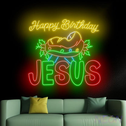 Happy Birthday Jesus Led Neon Sign Nativity Scene Led Sign | Shineneon