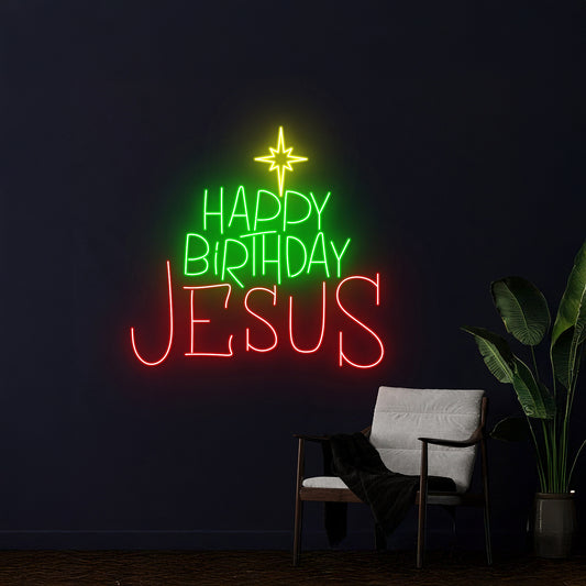 Happy Birthday Jesus Led Sign Happy New Year Room Wall Decor