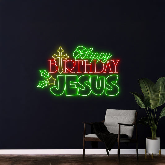 Happy Birthday Jesus Neon Sign