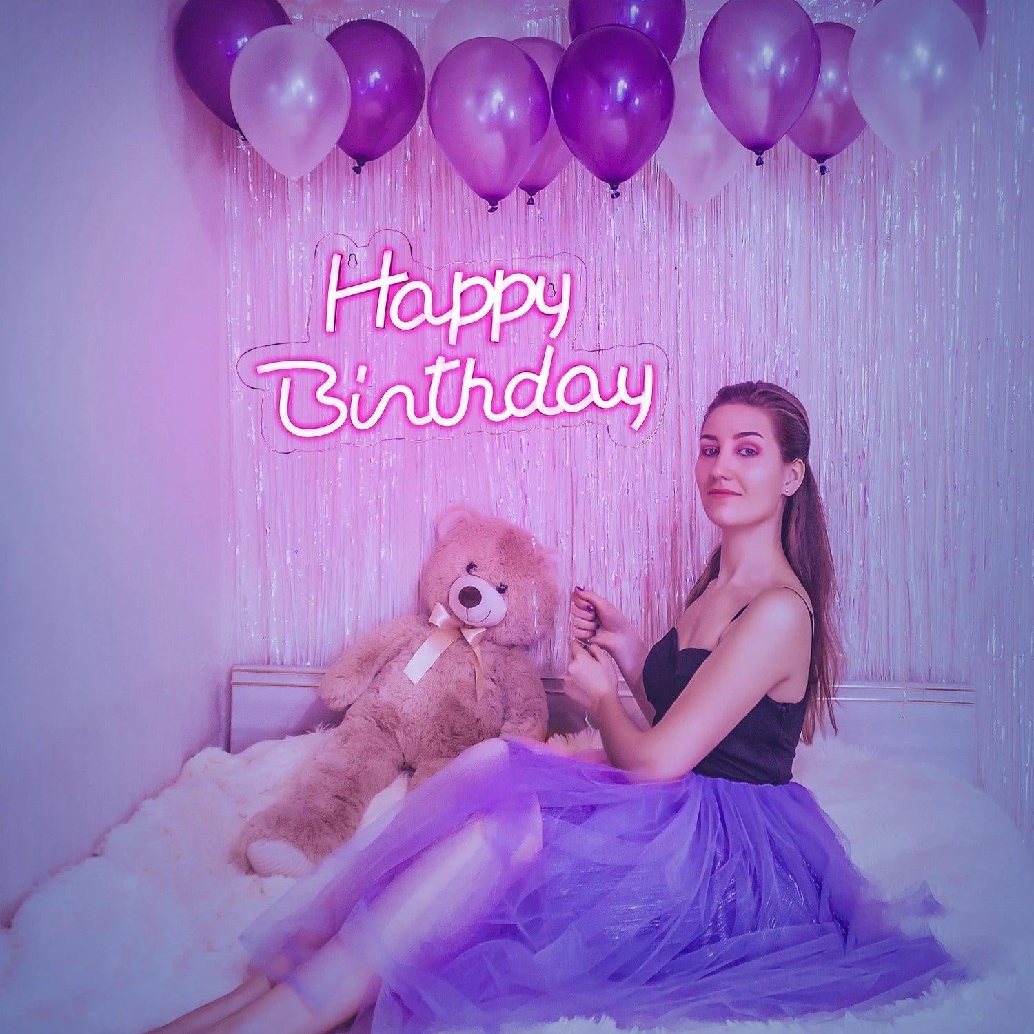 Happy Birthday Led Neon Sign Warm White Glow Indoor Party Decor - Shineneon