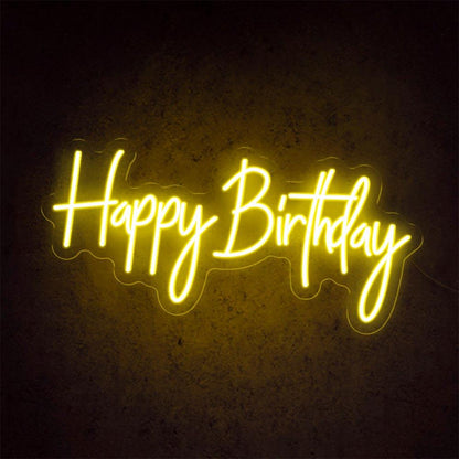 Happy Birthday Led Neon Sign White Handwritten Style Indoor Party Decor | Shineneon