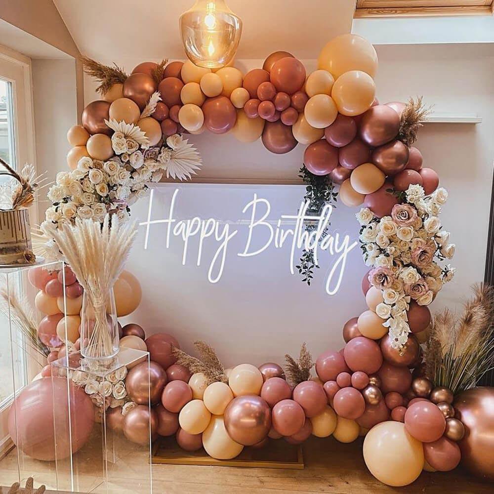 Happy Birthday Led Neon Sign White Handwritten Style Indoor Party Decor | Shineneon