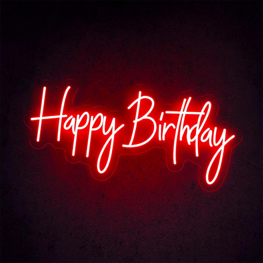 Happy Birthday Led Neon Sign White Handwritten Style Indoor Party Decor | Shineneon