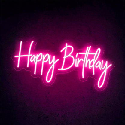 Happy Birthday Led Neon Sign White Handwritten Style Indoor Party Decor | Shineneon