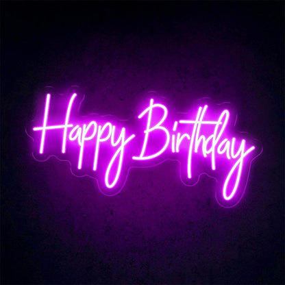 Happy Birthday Led Neon Sign White Handwritten Style Indoor Party Decor | Shineneon