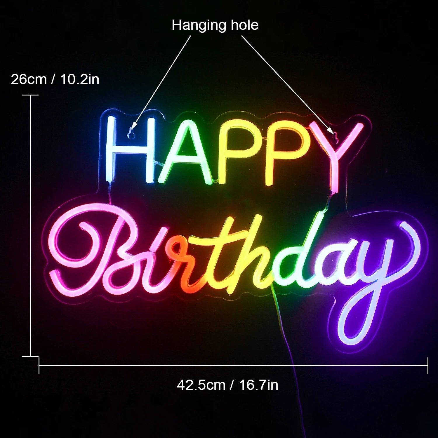 Happy Birthday Multicolor Gradient Led Neon Sign For Indoor Party Decor - Shineneon