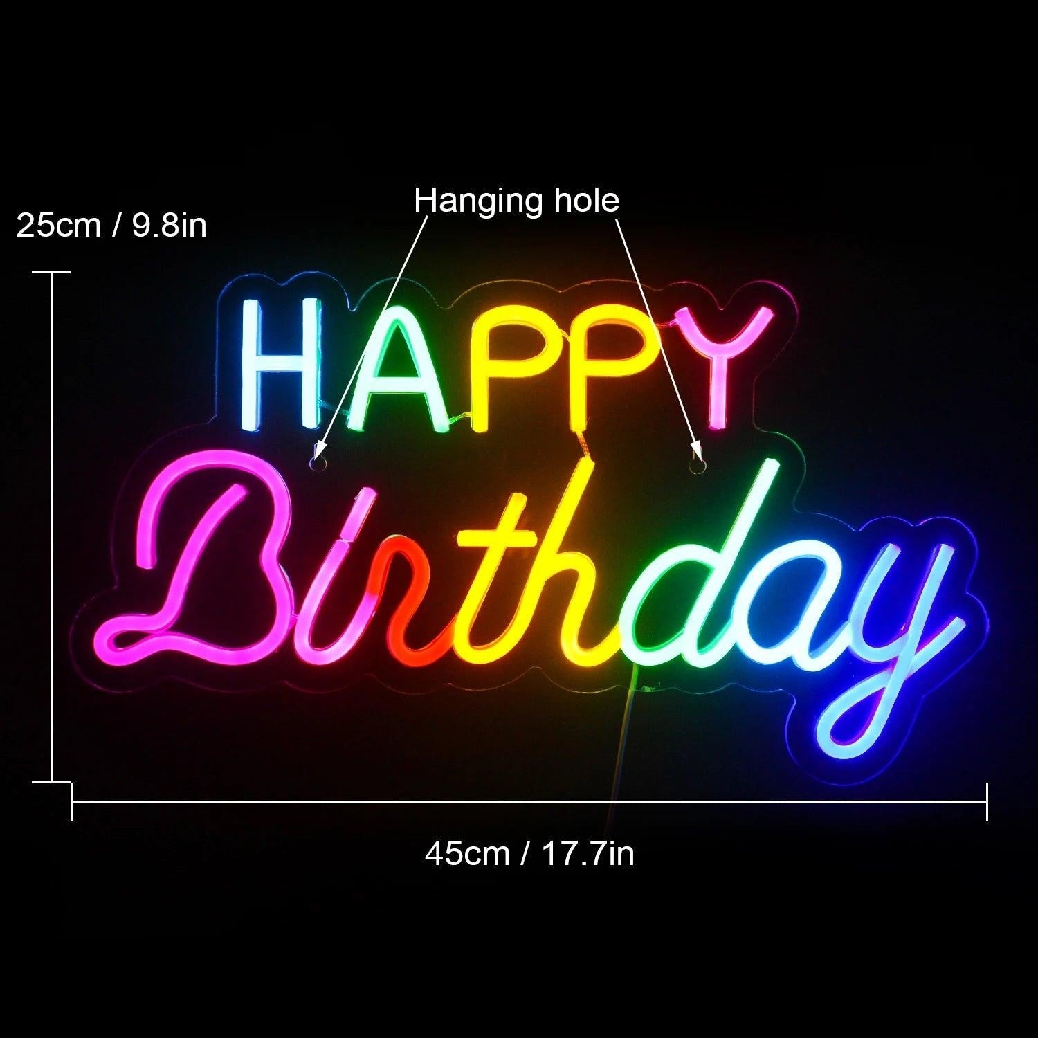 Happy Birthday Multicolor Led Neon Sign For Indoor Party Decorations - Shineneon
