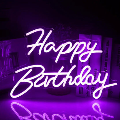 Happy Birthday Warm Yellow Led Neon Sign For Indoor Party Decor - Shineneon