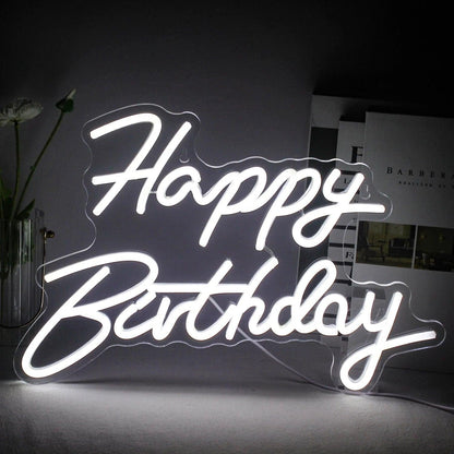 Happy Birthday Warm Yellow Led Neon Sign For Indoor Party Decor - Shineneon