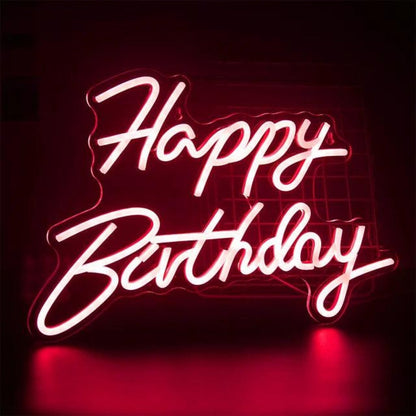 Happy Birthday Warm Yellow Led Neon Sign For Indoor Party Decor - Shineneon
