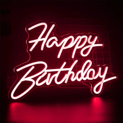 Happy Birthday White Glow Led Neon Sign Indoor Birthday Decor - Shineneon