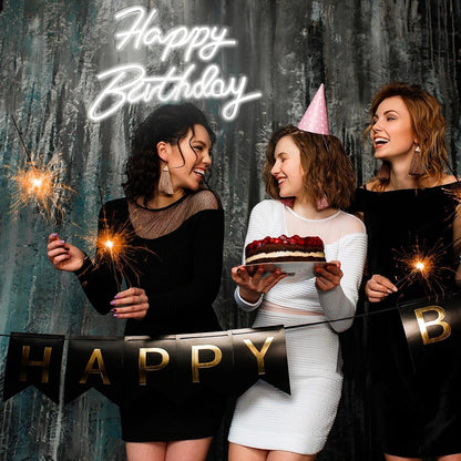 Happy Birthday White Glow Led Neon Sign Indoor Birthday Decor - Shineneon
