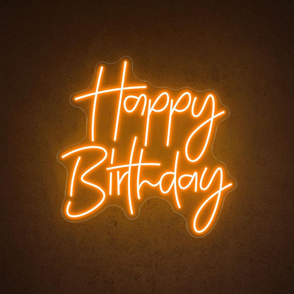 Happy Birthday White Handwritten Led Neon Sign For Indoor Party Decor | Shineneon